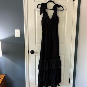 Black flowly halter bow tie